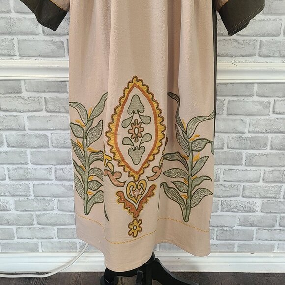 Oversized Embroidered Harvest Autumn Midi Dress NEW Sunflower Corn Fall Boho S - Picture 3 of 10